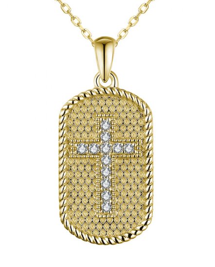 DOG TAG STYLE CROSS DIAMOND PENDANT (TP2678)