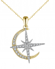 CRESCENT MOON NORTH STAR DIAMOND PENDANT (TP2682)