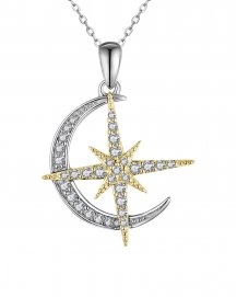 CRESCENT MOON NORTH STAR DIAMOND PENDANT (TP2682)
