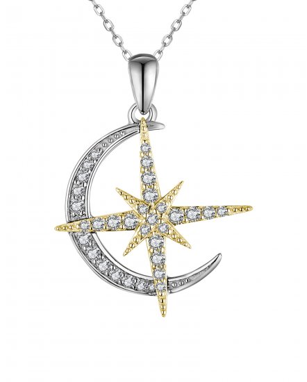 CRESCENT MOON NORTH STAR DIAMOND PENDANT (TP2682)