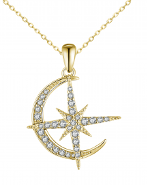 CRESCENT MOON NORTH STAR DIAMOND PENDANT (TP2682)