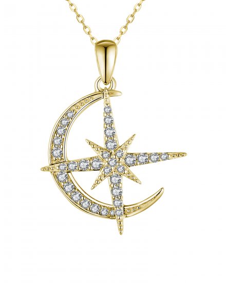 CRESCENT MOON NORTH STAR DIAMOND PENDANT (TP2682)