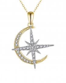 CRESCENT MOON NORTH STAR DIAMOND PENDANT (TP2682)