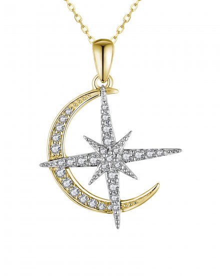 CRESCENT MOON NORTH STAR DIAMOND PENDANT (TP2682)