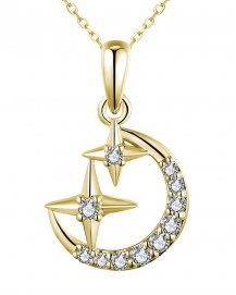 CRESCENT MOON NORTH STAR DIAMOND PENDANT (TP2683)