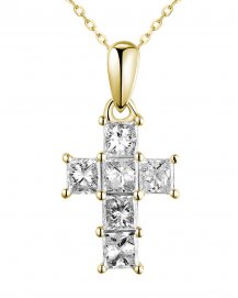 PRINCESS CUT CROSS DIAMOND PENDANT (TP2688)
