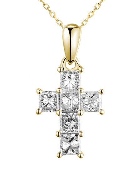 PRINCESS CUT CROSS DIAMOND PENDANT (TP2688)