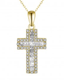 PRINCESS CUT CROSS DIAMOND PENDANT (TP2690)