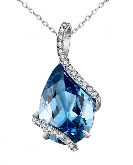 PEAR SHAPE LONDON BLUE TOPAZ DIAMOND PENDANT (TP2700)