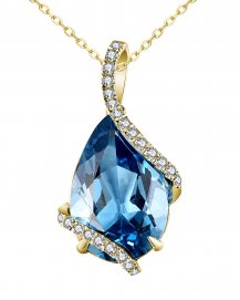 PEAR SHAPE LONDON BLUE TOPAZ DIAMOND PENDANT (TP2700)