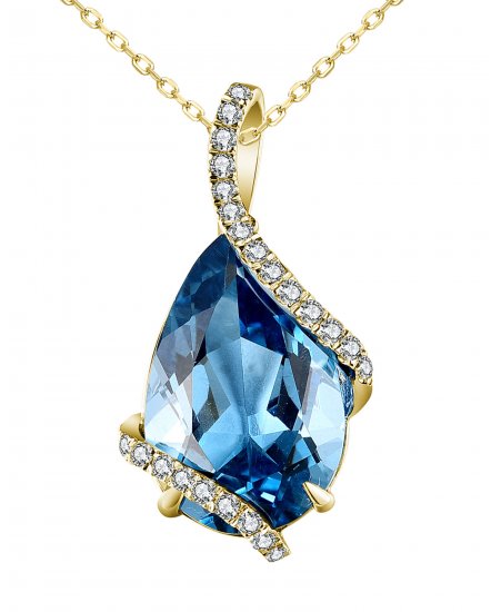 PEAR SHAPE LONDON BLUE TOPAZ DIAMOND PENDANT (TP2700)