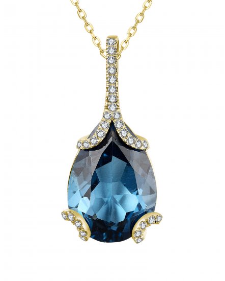 PEAR SHAPE LONDON BLUE TOPAZ DIAMOND PENDANT (TP2715)