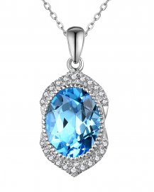OVAL SWISS BLUE TOPAZ DIAMOND PENDANT (TP2718)