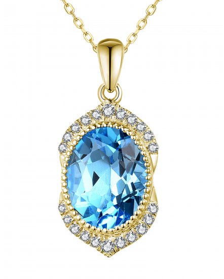 OVAL SWISS BLUE TOPAZ DIAMOND PENDANT (TP2718)