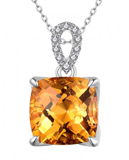 CUSHION SHAPE CITRINE DIAMOND PENDANT (TP2720)