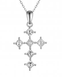PRINCESS CUT CROSS DIAMOND PENDANT (TP2737)
