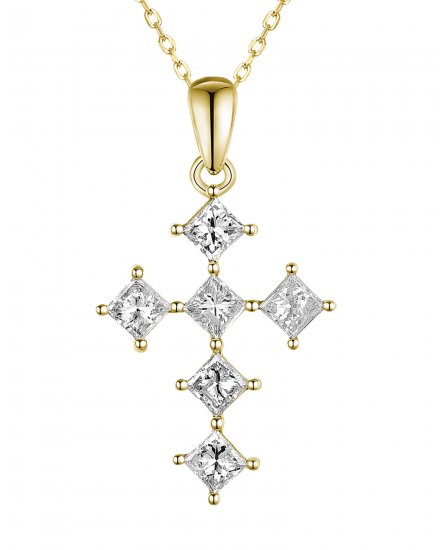 PRINCESS CUT CROSS DIAMOND PENDANT (TP2737)