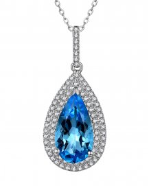 PEAR SWISS BLUE TOPAZ DIAMOND PENDANT (TP2747)