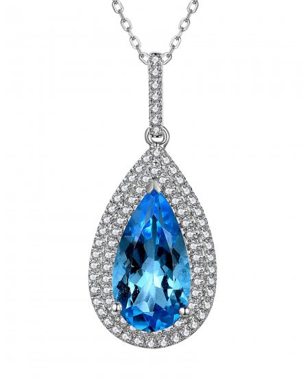 PEAR SWISS BLUE TOPAZ DIAMOND PENDANT (TP2747)