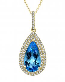 PEAR SWISS BLUE TOPAZ DIAMOND PENDANT (TP2747)