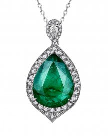 PEAR EMERALD DIAMOND PENDANT (TP2748)