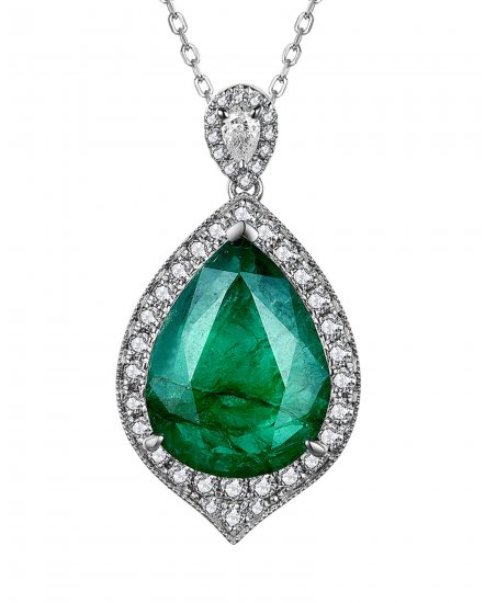 PEAR EMERALD DIAMOND PENDANT (TP2748)