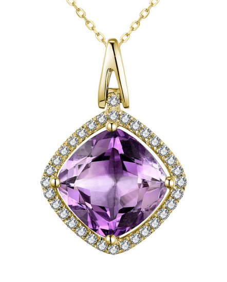CUSHION AMETHYST DIAMOND PENDANT (TP2752)