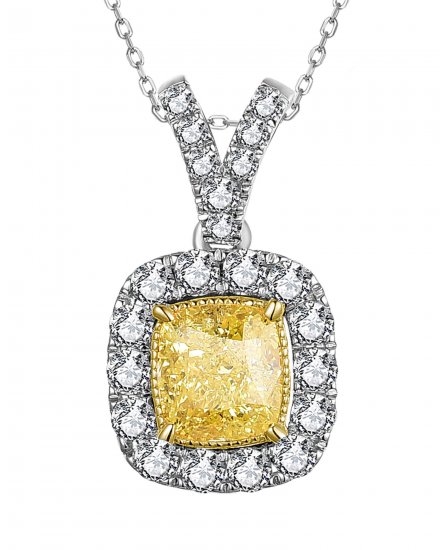 MULTI TONE CUSHION DIAMOND PENDANT (TP2759)