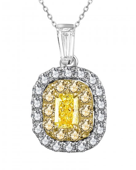 MULTI TONE EMERALD CUT DIAMOND PENDANT (TP2760)