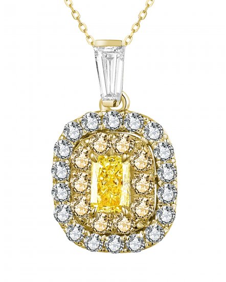 MULTI TONE EMERALD CUT DIAMOND PENDANT (TP2760)