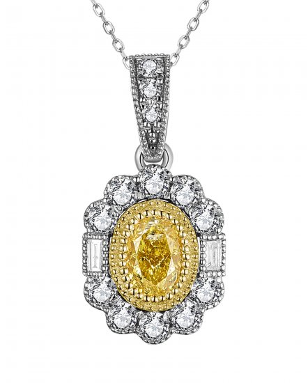 MULTI TONE OVAL DIAMOND PENDANT (TP2771)