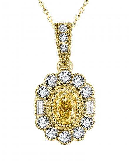 MULTI TONE OVAL DIAMOND PENDANT (TP2771)