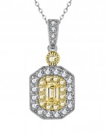 MULTI TONE EMERALD CUT DIAMOND PENDANT (TP2777)