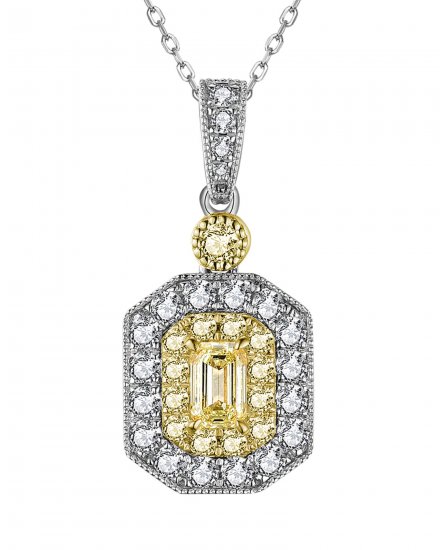 MULTI TONE EMERALD CUT DIAMOND PENDANT (TP2777)