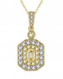 MULTI TONE EMERALD CUT DIAMOND PENDANT (TP2777)