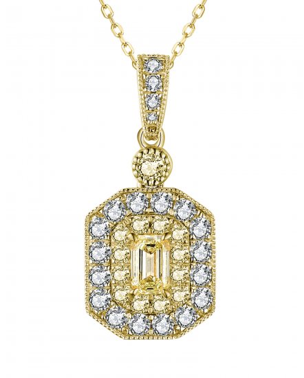 MULTI TONE EMERALD CUT DIAMOND PENDANT (TP2777)