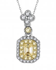 MULTI TONE EMERALD CUT DIAMOND PENDANT (TP2778)