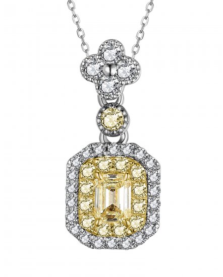 MULTI TONE EMERALD CUT DIAMOND PENDANT (TP2778)