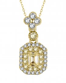 MULTI TONE EMERALD CUT DIAMOND PENDANT (TP2778)