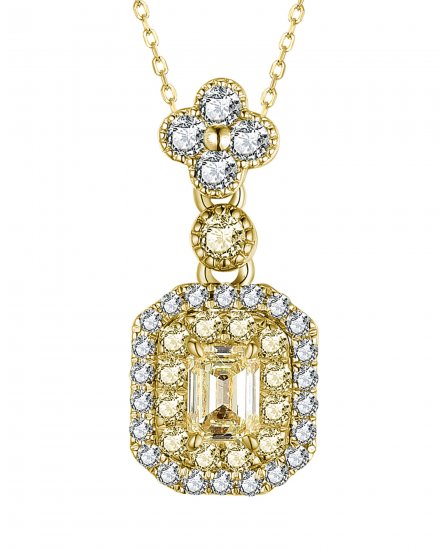 MULTI TONE EMERALD CUT DIAMOND PENDANT (TP2778)