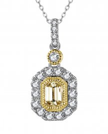 MULTI TONE EMERALD CUT DIAMOND PENDANT (TP2779)