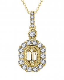 MULTI TONE EMERALD CUT DIAMOND PENDANT (TP2779)