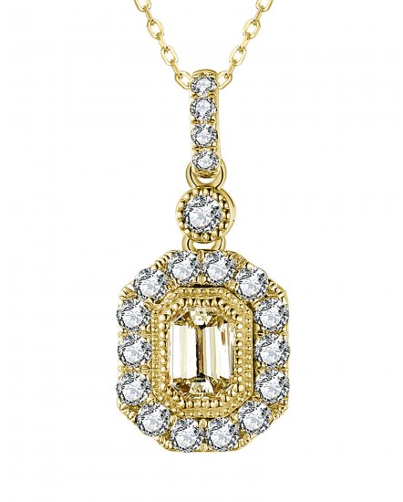 MULTI TONE EMERALD CUT DIAMOND PENDANT (TP2779)