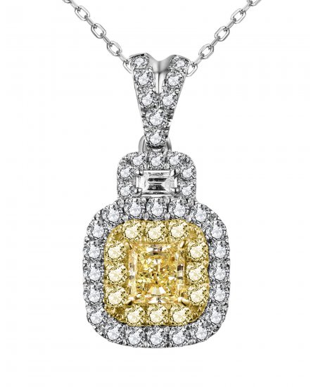 MULTI TONE PRINCESS CUT DIAMOND PENDANT (TP2796)