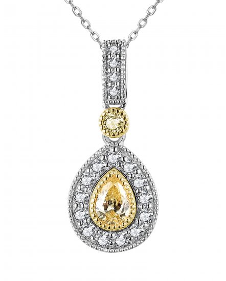 MULTI TONE PEAR DIAMOND PENDANT (TP2803)