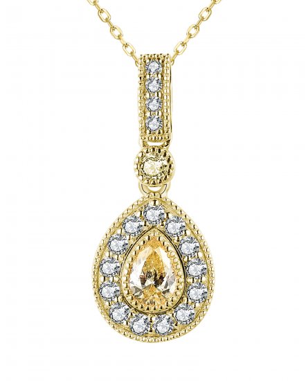 MULTI TONE PEAR DIAMOND PENDANT (TP2803)