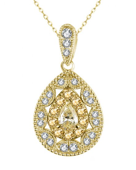 MULTI TONE PEAR DIAMOND PENDANT (TP2805)