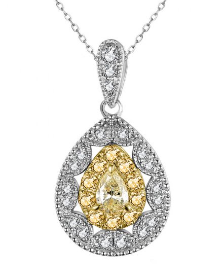MULTI TONE PEAR DIAMOND PENDANT (TP2805)