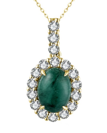 OVAL EMERALD DIAMOND PENDANT (TP2815)