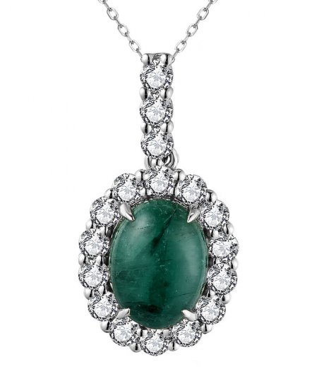 OVAL EMERALD DIAMOND PENDANT (TP2815)